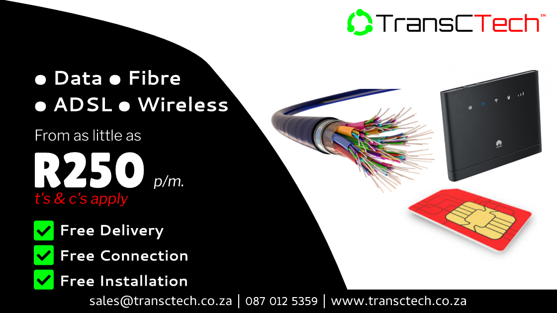 Get connected with fibre,adsl,data,or voip from as little as R250.00