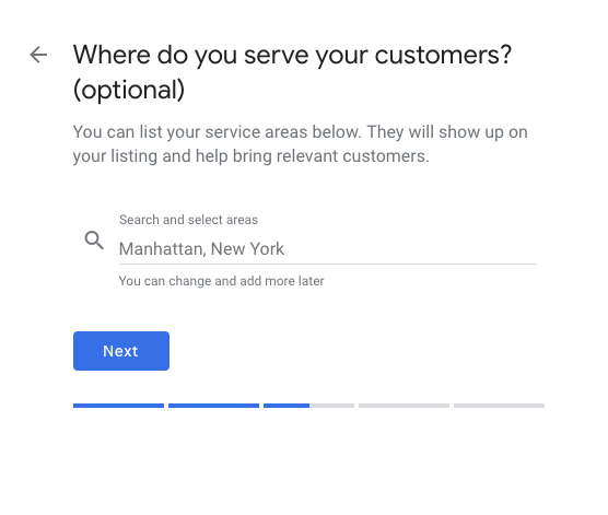 Google My Business set service areas