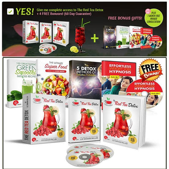 Full program of red tea detox with value of $897.90 but you can get it for $37.90.. 95% Discount and we promise money back guarantee..