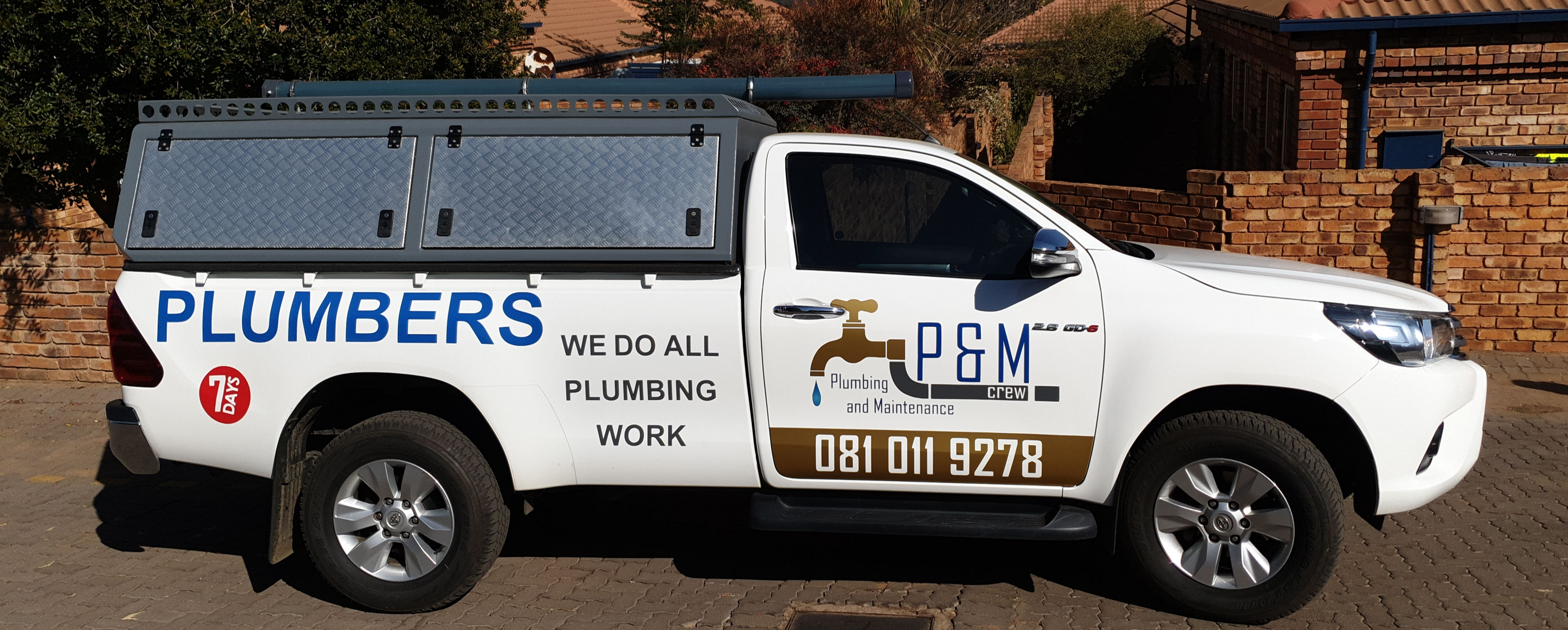 P and M Crew plumbers vehicle 