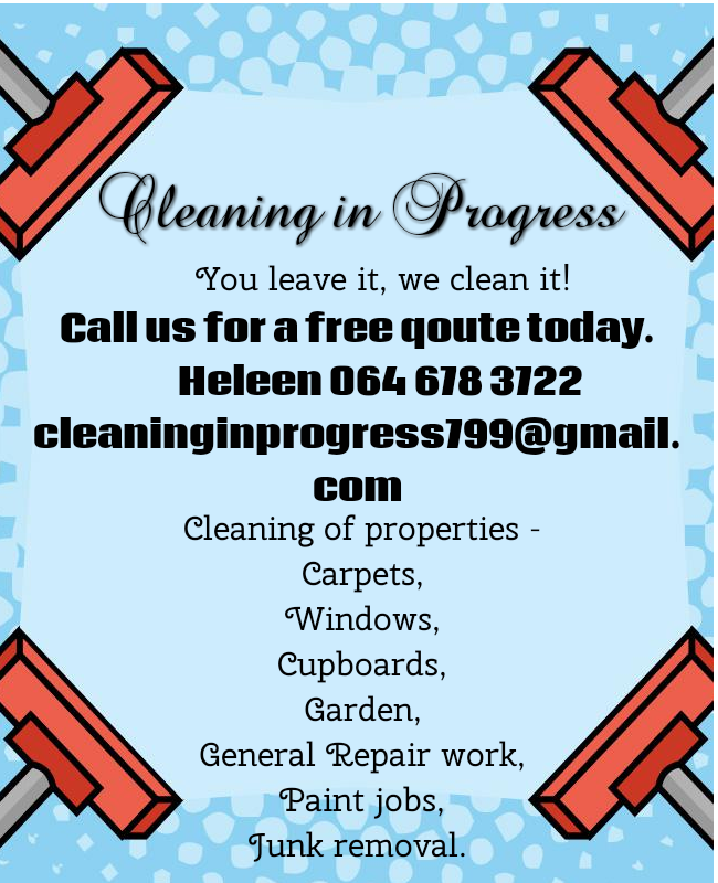Cleaning In Progress Rate Card