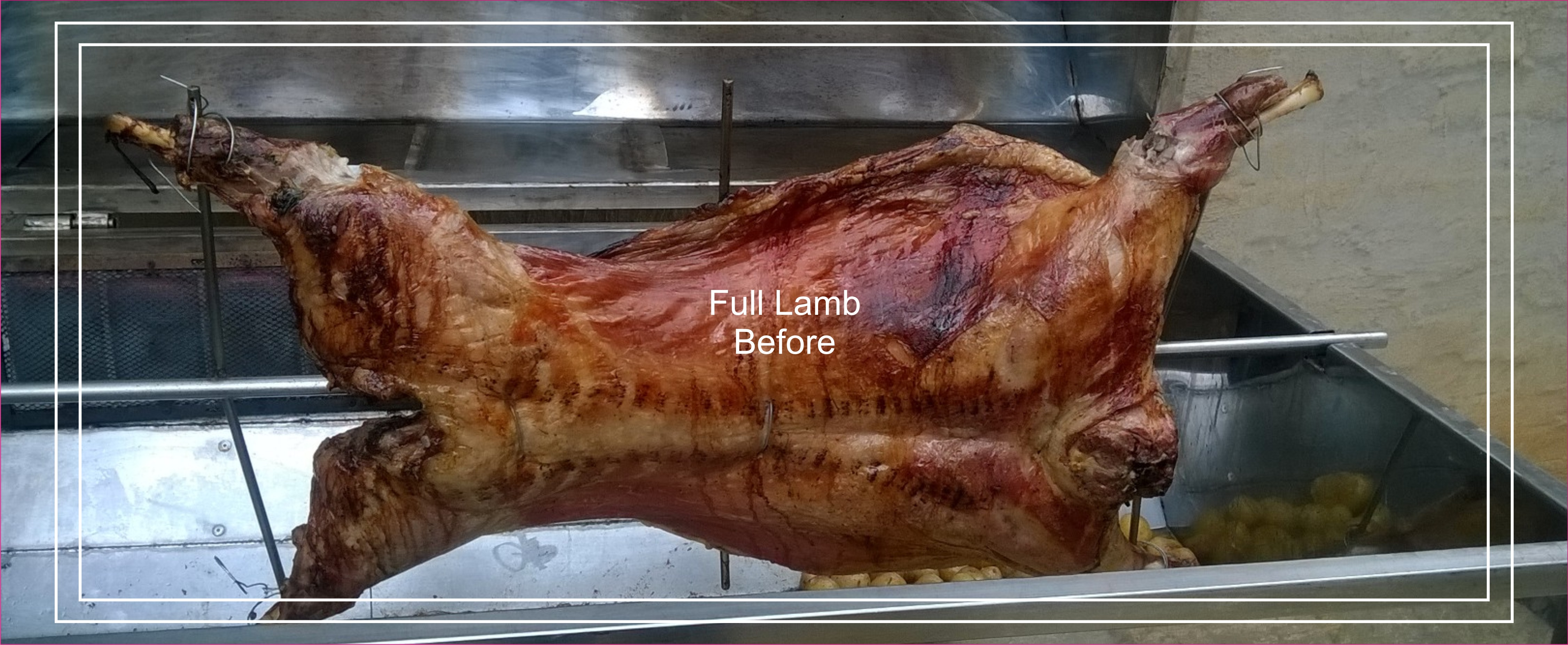 Full Lamb in a spitbraai machine 
