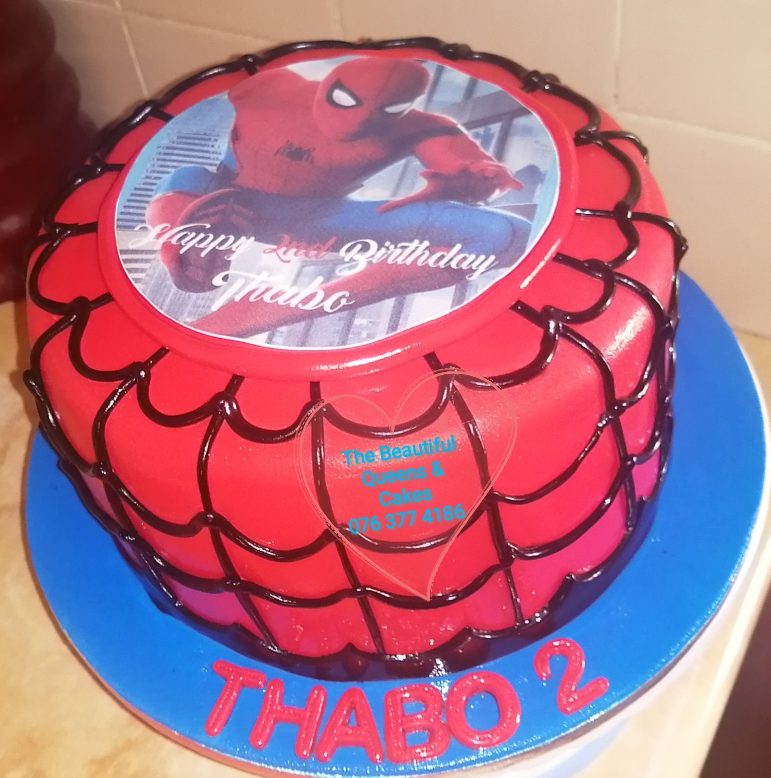Spiderman themed birthday cake