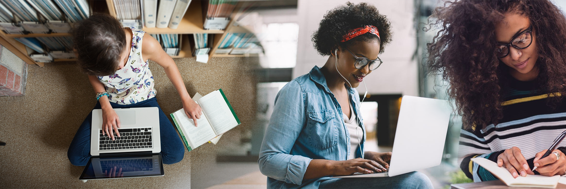 Online Distance Learning - People using a computer & Mobile App to retrieve their learning material and lecturer feedback 