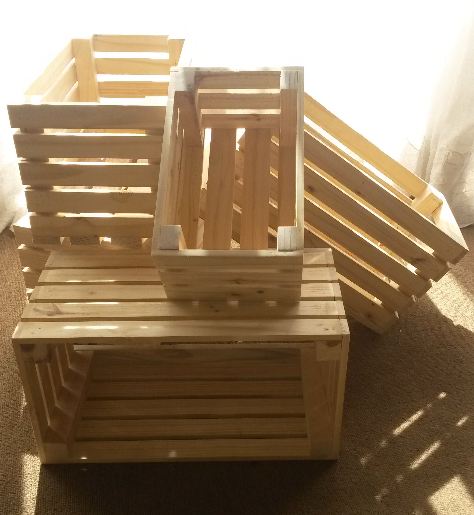 Assorted wooden crates