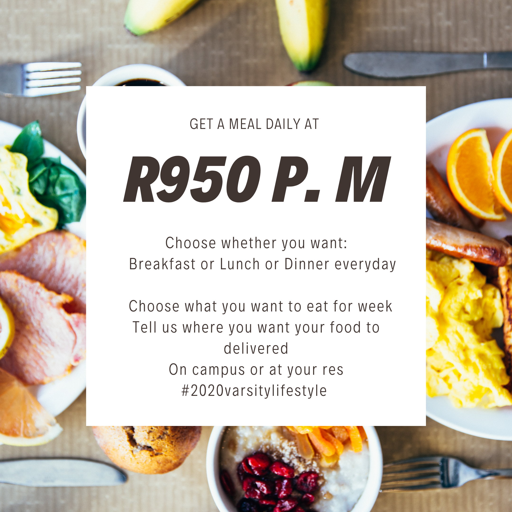 Our current meal plan and price
