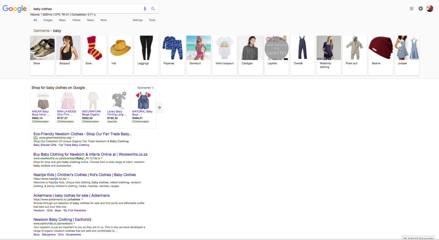 Baby clothes google search desktop
