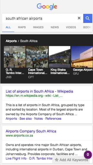 South african airports mobile search