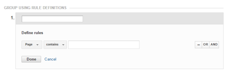 Content grouping by rule definition