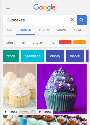 Cupcake google image search on mobile