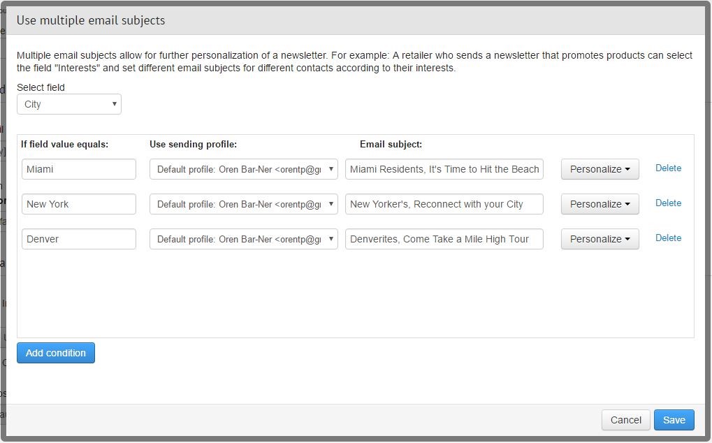 Multiple subject lines