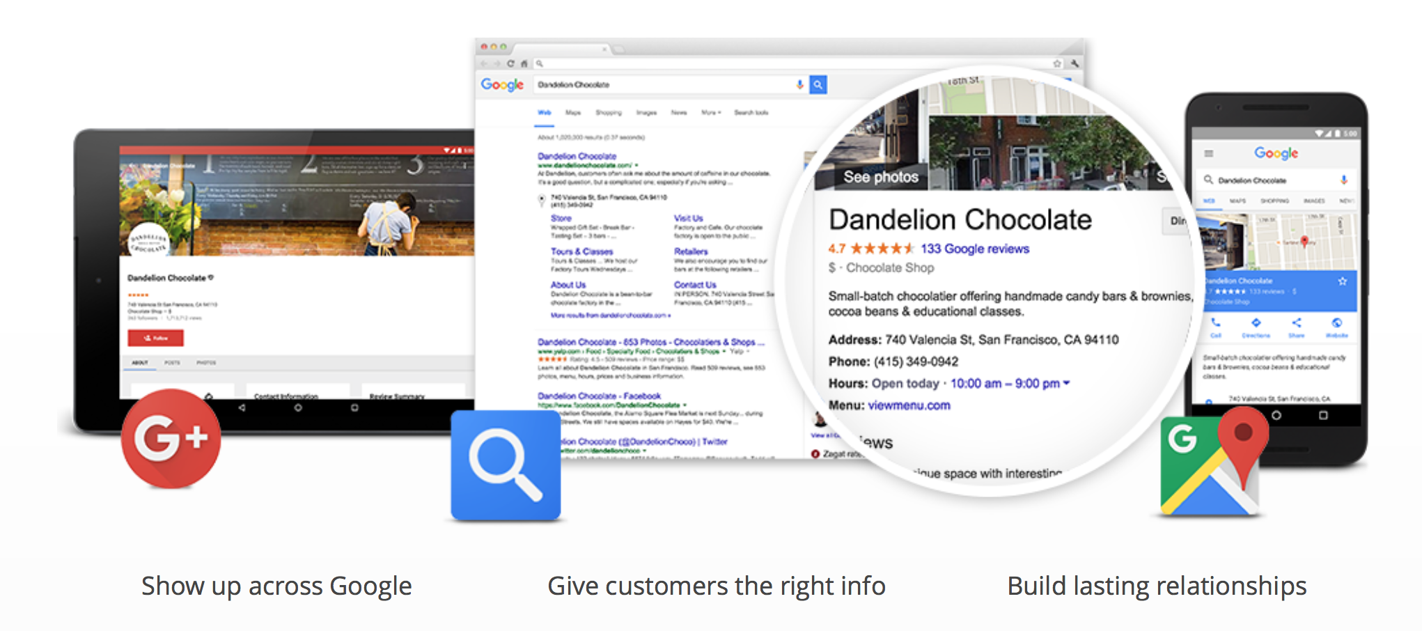 Example of a google my business listing