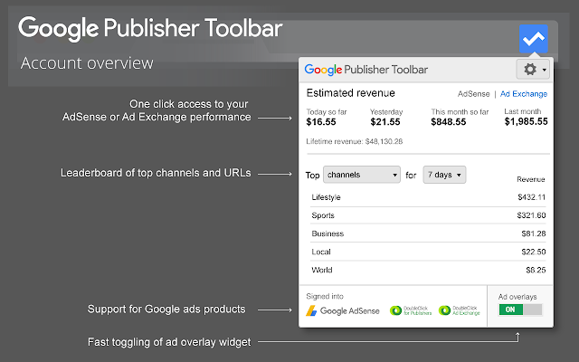 Google Publisher Account view