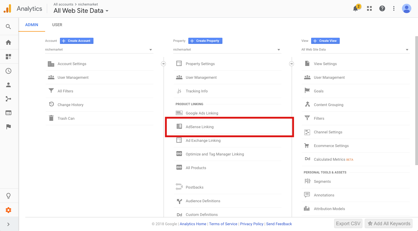 Link Adsense and google analytics