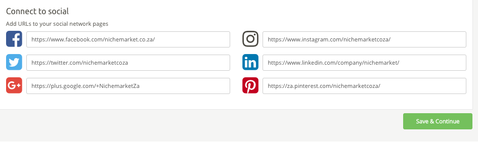 Adding your social media profiles to your listing