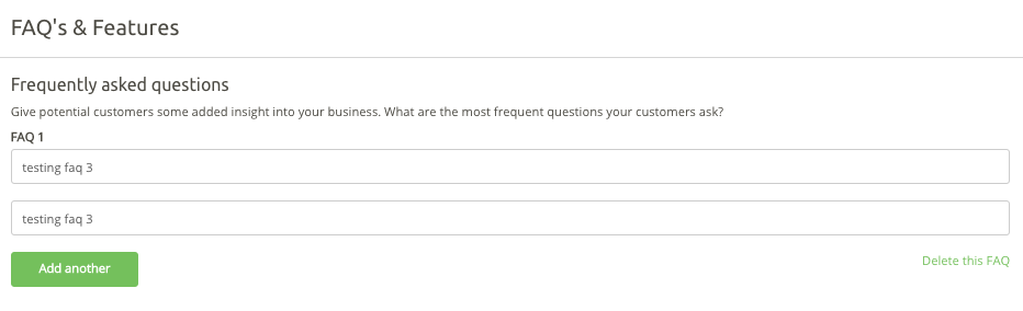 Adding FAQ's to your listing